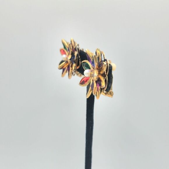 Vintage Gold Bezel set Gold crystal Demi Parure earrings necklace Set - Picture 9 of 15